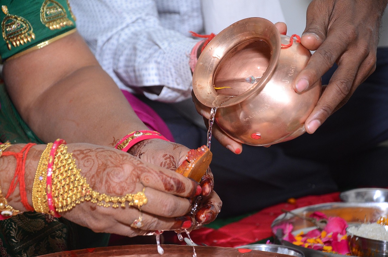 marriage, hindu, indian, wedding, culture, ceremony, hinduism, tradition, cultural, celebration, ethnic, asian, gold, jewellery, woman, man, hand, water, dish, pooja, ring, pooja, nature, pooja, pooja, pooja, pooja