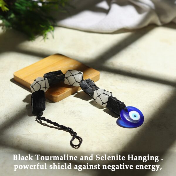 Black Tourmaline and Selenite Hanging.