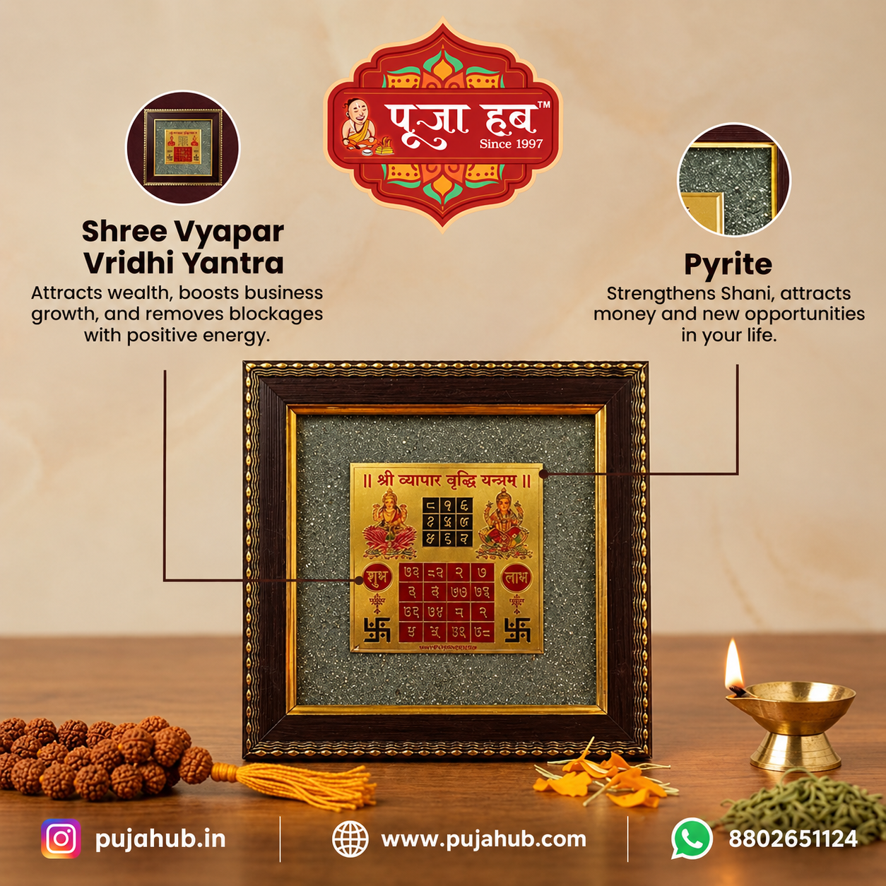 Shree Vyapar Vriddhi Yantra on Pyrite Frame